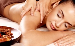 Woman having massage in the spa salon